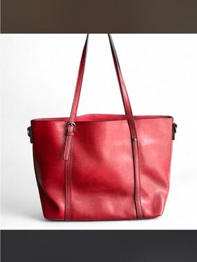 Red Leather Tote Bag
